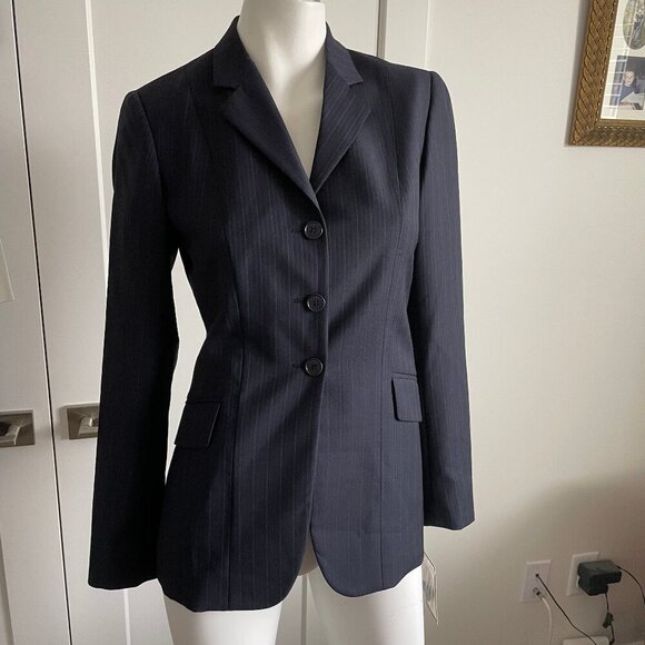 The Tailored Sportsman Equestrian Wool Pinstripe Show Jacket Navy Sz 2 Long - Picture 1 of 16